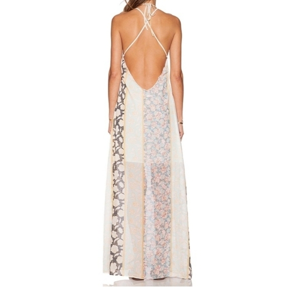 Tularosa Monroe halter neck cross back dress floral stripe size M - Picture 2 of 13